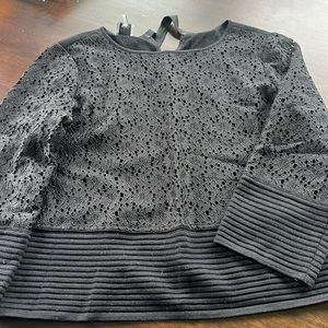 Black tie-back lace sweater